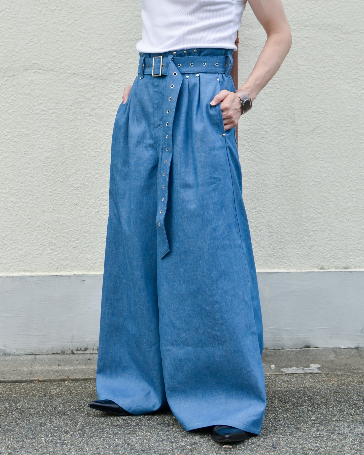 UE-004 / rigid denim hakama pant