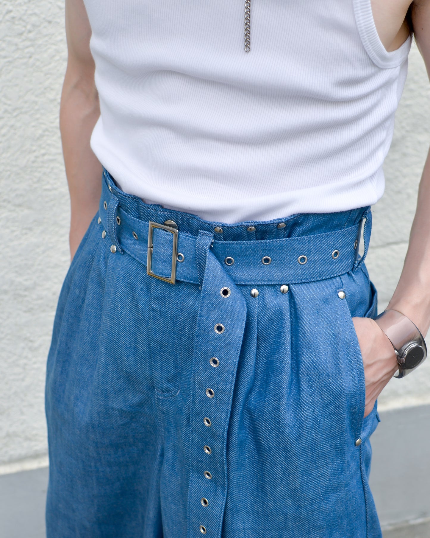 UE-004 / rigid denim hakama pant