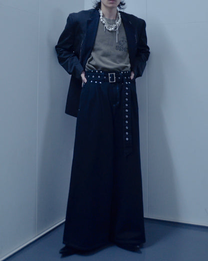 UE-004-BLK / denim hakama pant "overdye"