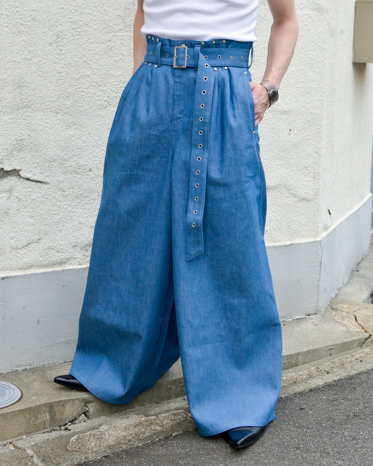 UE-004 / rigid denim hakama pant