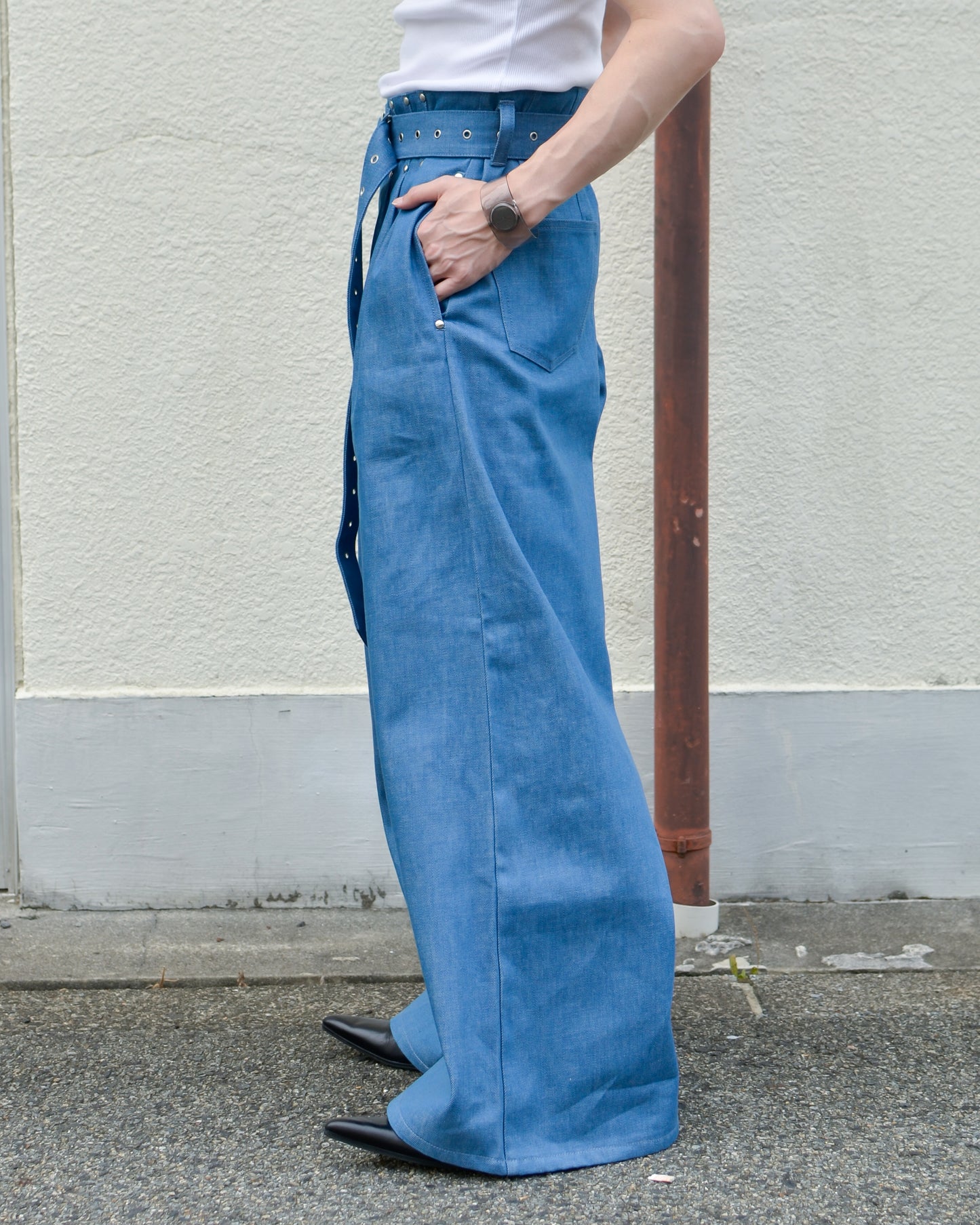 UE-004 / rigid denim hakama pant