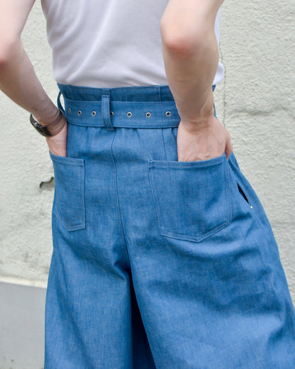 UE-004 / rigid denim hakama pant