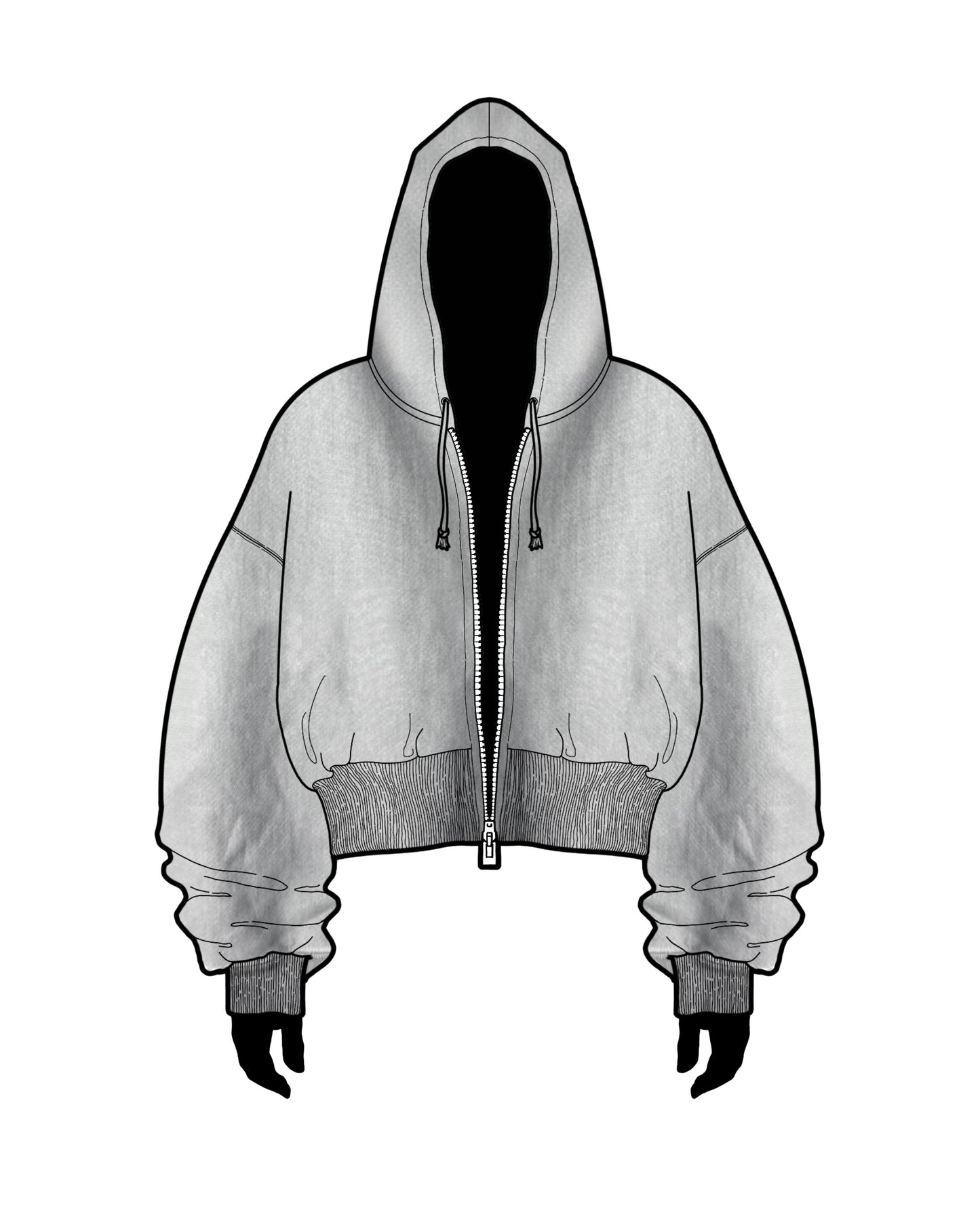 RE-033-01 / resized zip hoodie