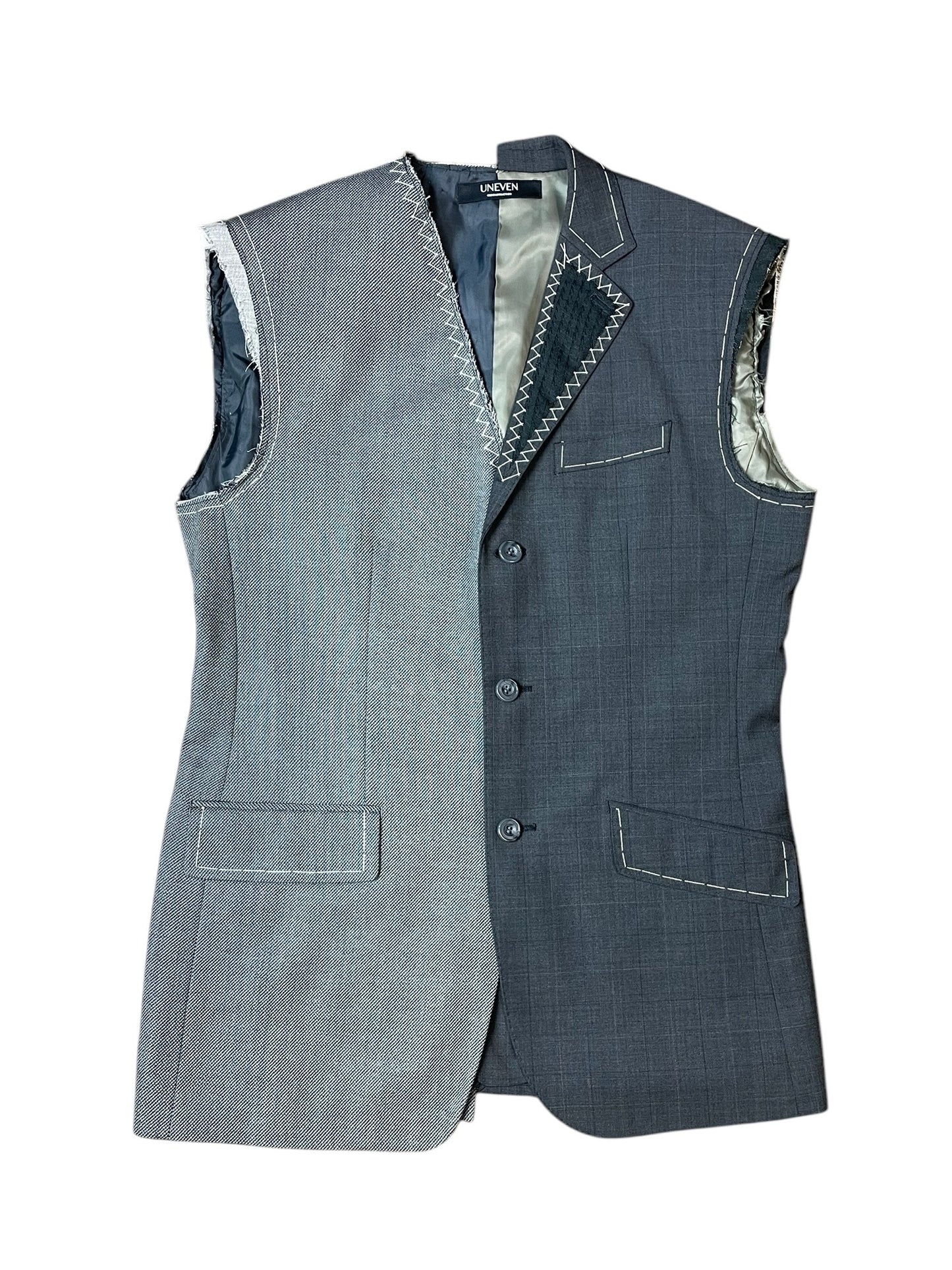 RE-015 / hand stitch asymmetry vest【C】