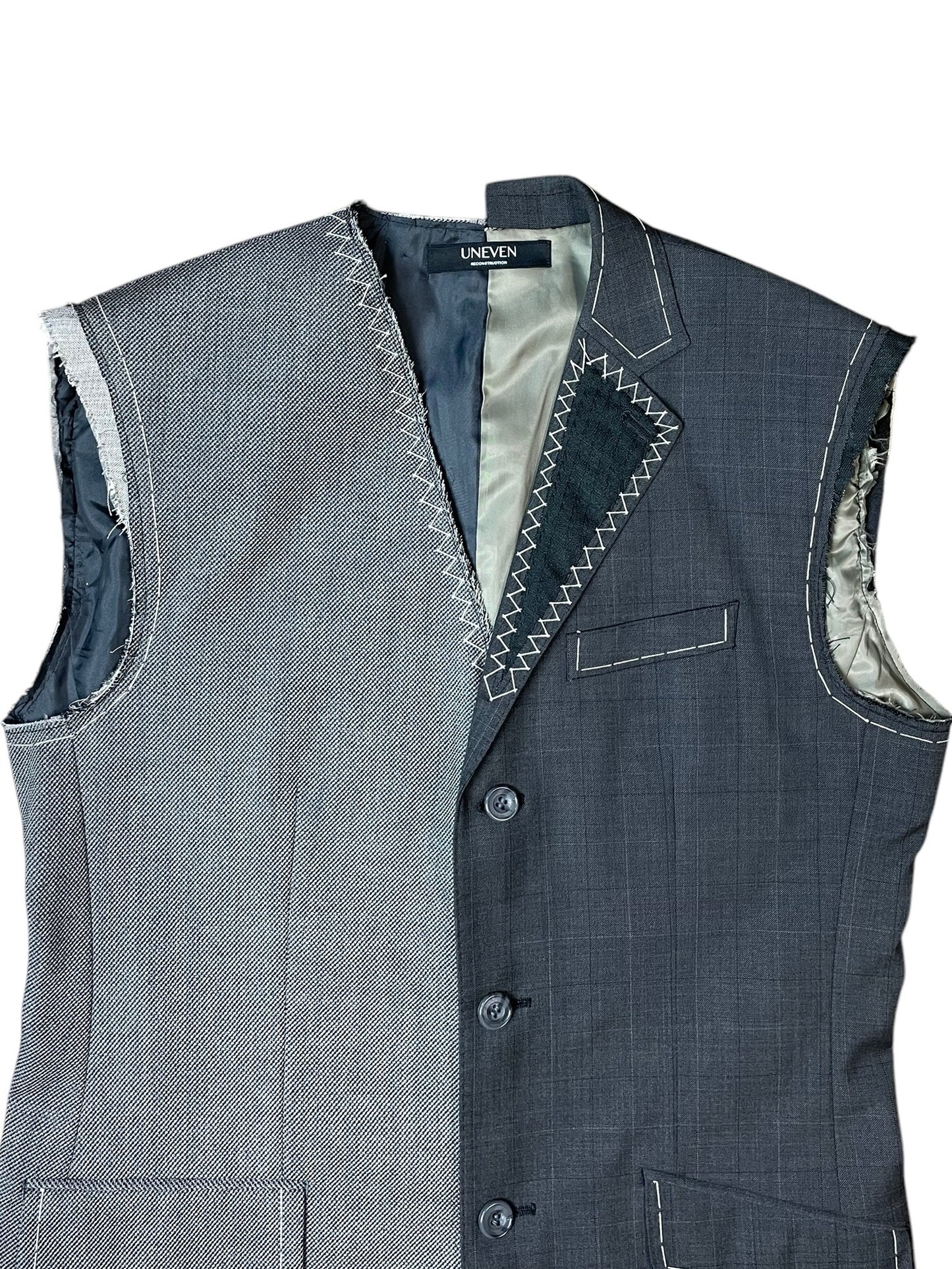 RE-015 / hand stitch asymmetry vest【C】