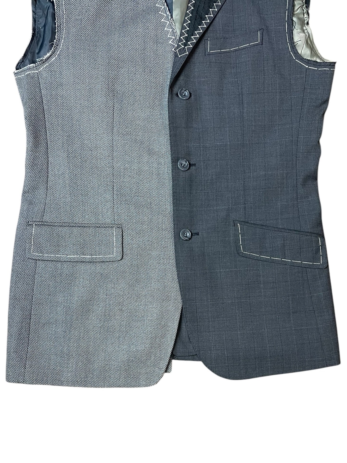 RE-015 / hand stitch asymmetry vest【C】