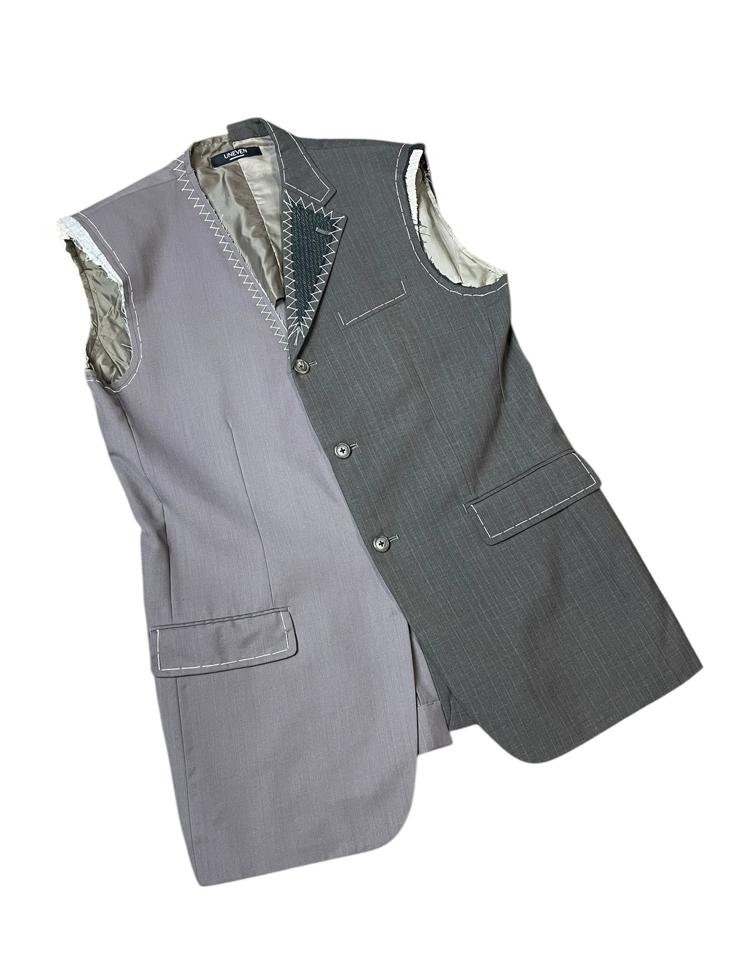 RE-015 / hand stitch asymmetry vest【A】